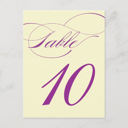 Elegant Script Table Number Briefkaart (Voorkant)