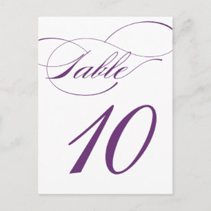 Elegant Script Table Number Briefkaart   Paarse 52