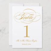 Elegant Script Table Number - Gold Kaart (Achterkant)