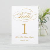 Elegant Script Table Number - Gold Kaart (Staand voorkant)