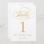 Elegant Script Table Number - Gold Kaart (Voorkant / Achterkant)