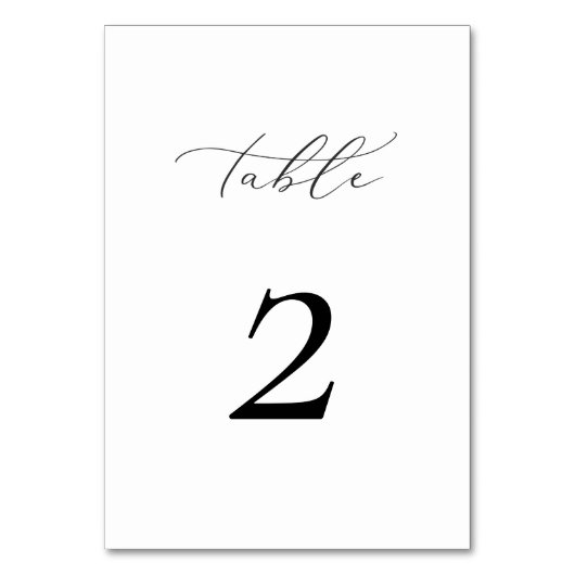 Elegant Script Table Number Kaart (Voorkant)