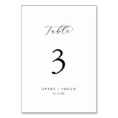 Elegant Script Table Number Kaart (Voorkant)