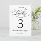 Elegant Script Tafelnummer - Zwart (Staand voorkant)