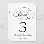 Elegant Script Tafelnummer - Zwart (Voorkant / Achterkant)