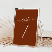 Élégant Script Terracotta Carte Numéro de table
