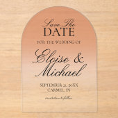 Elegant Script Terracotta Gradient Save The Date Acryl Uitnodigingen (Voorkant)
