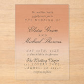 Elegant Script Terracotta Gradient Wedding Acryl Uitnodigingen (Voorkant)