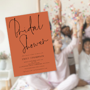 Élégant Script Terracotta Invitation de douche nup