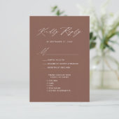 Élégant Script Terracotta Minimaliste Mariage RSVP (Debout devant)