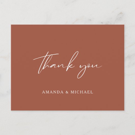 Elegant Script Terracotta Wedding Bedankt Briefkaart (Voorkant)