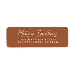 Elegant script TerraCotta Wedding Return Address Etiket