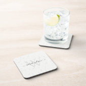 Elegant Script Terrazzo Stone Ivory Gray Monogram Bier Onderzetter (Rechterzijde)