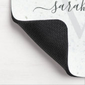 Elegant Script Terrazzo Stone Ivory Gray Monogram Muismat (Hoek)
