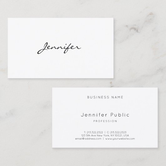 Elegant Script Text Modern Minimalist Sjabloon Visitekaartje (Voorkant / Achterkant)