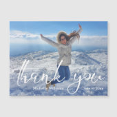 elegant script thank you graduation photo magnet (Devant)