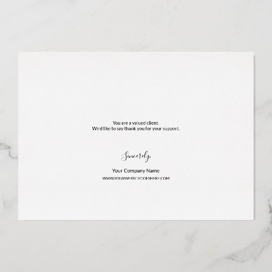 Elegant Script Thank you Team Photo Business Folie Feestdagenkaart (Achterkant)