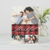 Elegant Script Thankful Photo Collage Thanksgving Feestdagenkaart (Staand voorkant)