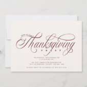 Elegant Script Thanksgiving Feast diner Kaart (Voorkant)