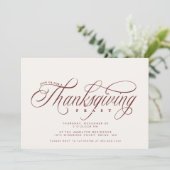 Elegant Script Thanksgiving Feast diner Kaart (Staand voorkant)
