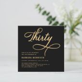 Elegant Script Thirty Black Gold 30e Verjaardag Kaart (Staand voorkant)