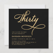 Elegant Script Thirty Black Gold 30e Verjaardag Kaart (Voorkant)