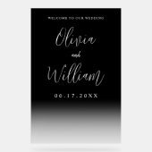 Elegant Script Transparant Huwelijk Welkom Acryl Bord (Voorkant)