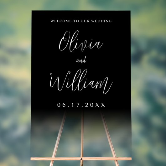 Elegant Script Transparant Huwelijk Welkom Acryl Bord (Neutraal)