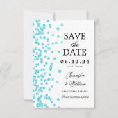 Elegant Script Trouwen Confetti Turquoise Save The Date (Voorkant)