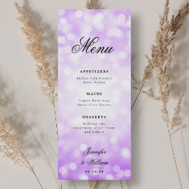 Elegant Script Trouwen Paarse Bokeh Lights Menu