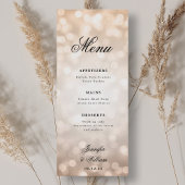 Elegant Script Trouwen Roos Gold Bokeh Lights Menu