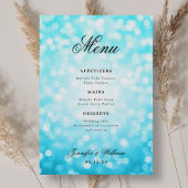 Elegant Script Trouwen Turquoise Bokeh Lights Menu