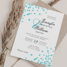 Elegant Script Trouwen Turquoise Glitter Confetti Kaart