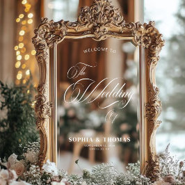 Elegant Script Trouwen Welkom Mirror Decal Sign