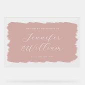 Elegant Script Trouwen Welkom Verf Blush Acryl Bord (Voorkant)