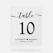 Elegant Script Trouwtafel Nummer Acryl Bord (Voorkant)