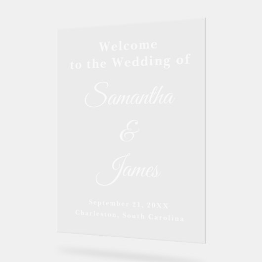 Elegant Script Trouwvermelding met namen Acryl Bord (Hoek)