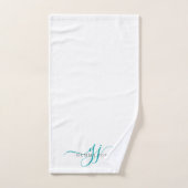 Élégant Script Turquoise Monogramme Nom Initiales (Serviette à main)