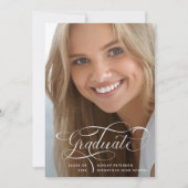 Elegant script | Twee foto-Afstuderen Aankondiging (Voorkant)