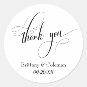 Elegant Script Typografie Bedankt Eenvoudig Ronde Sticker