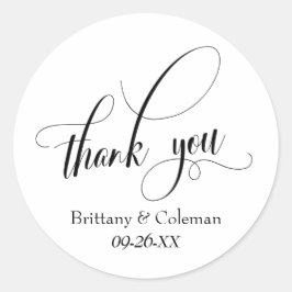 Elegant Script Typografie Bedankt Eenvoudig Ronde Sticker
