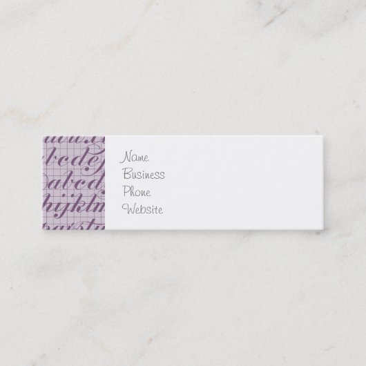 Elegant Script Typografie Lettering Paars Mini Visitekaartje (Voorkant)