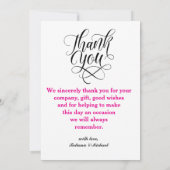 Elégant Script typographie merci photo mariage (Dos)