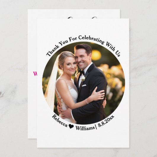 Elégant Script typographie merci photo mariage (Devant / Derrière)