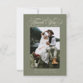 Elegant Script Typography Dots Wedding Sage Green Bedankkaart (Voorkant)