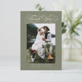 Elegant Script Typography Dots Wedding Sage Green Bedankkaart (Staand voorkant)