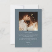 Elegant Script Typography Dots Wedding Slate Blue Bedankkaart (Achterkant)