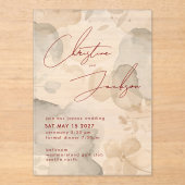 Elegant Script Typography Modern Cream Wedding Acryl Uitnodigingen (Voorkant)