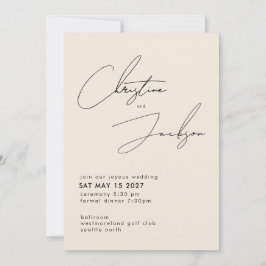 Elegant Script Typography Modern Cream Wedding Kaart