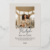 Elegant Script Typography Photo Save the Date Folie Uitnodiging (Achterkant)